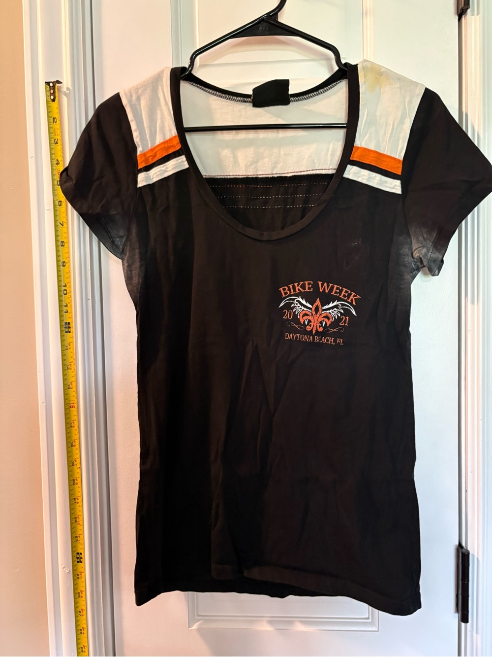 Bike Week 2021 Daytona Beach Black & White Tee with Orange Accent